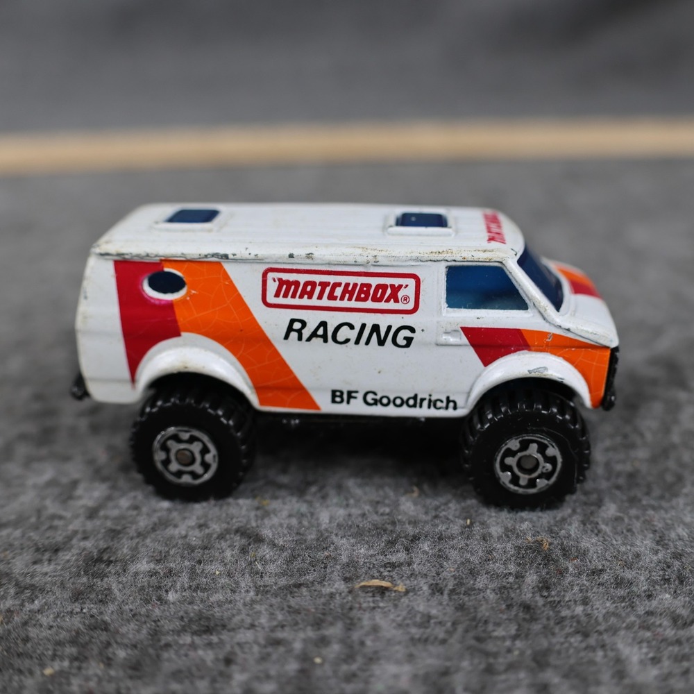 Vintage 1981 Matchbox 4x4 Chevy Van White Racing BF Goodrich Diecast Toy